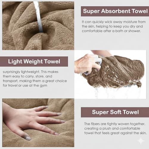 Image of Dribble Coral Fleece Microfiber Towel Set | Ultra Soft & Highly Absorbent Hand Towel + Bath Towel | 450 GSM Quick Dry Towels for Bathroom, Home, Gym & Travel (Pack of 2, Brown)