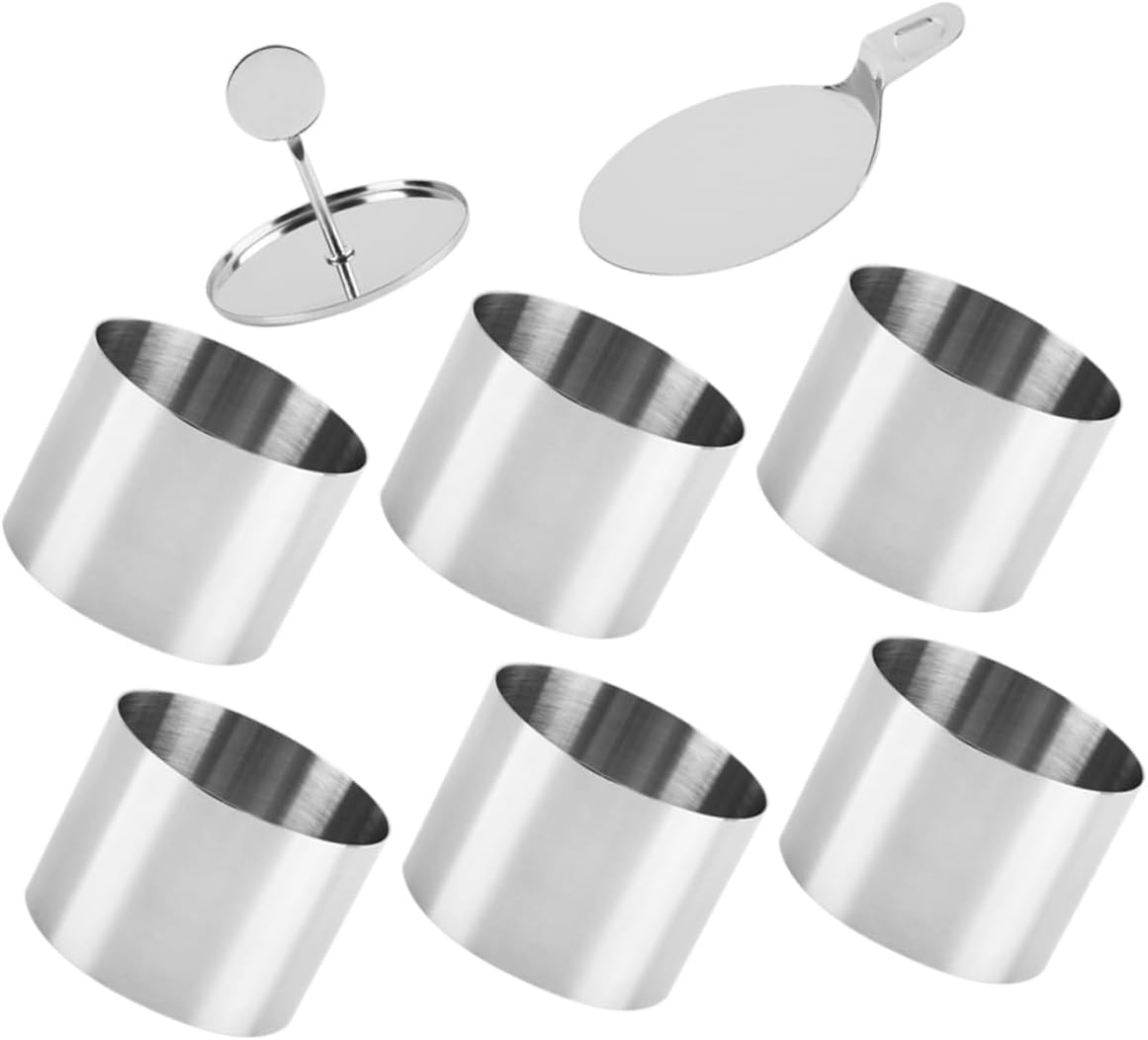 Cabilock 8-in-1 Cake Molding Tool Set Round Mousse Ring Mousse Baking Tool for Cake Decorations Cooking