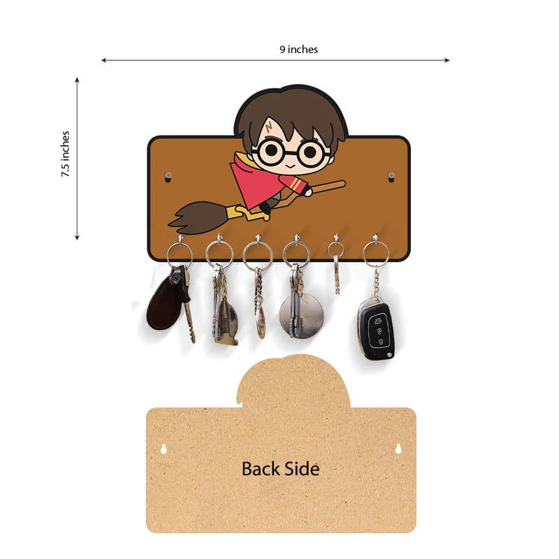 Image of Decorative Harrys Fly Wooden Key Holder for Home Decor Key Hangers Keychain Holder & Key Holder for Wall | No Drilling Required | with 2 Strong Sticker Hooks