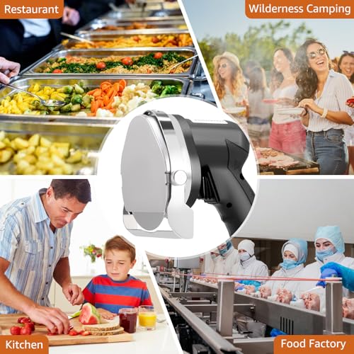 Electric Kebab Slicer, 80W Handheld Doner Kebab Shawarma Cutter Machine, Adjustable Cutting Thickness with 0-8mm, Blade width10cm, for Roast Meat Shops, Restaurants, for All Kinds of Meat. - Image 9