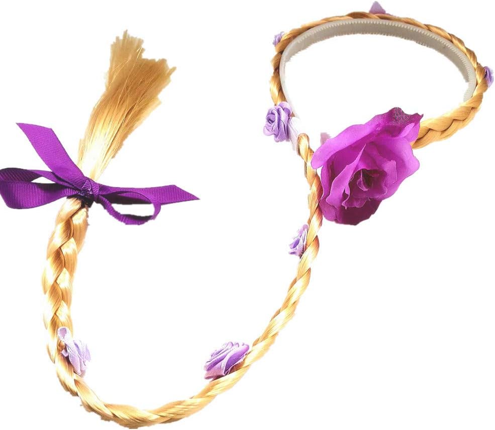 CHTENG Rapunzel Hair for Kids Tangled Dress Costumes Child Wig Hairpin (Purple)