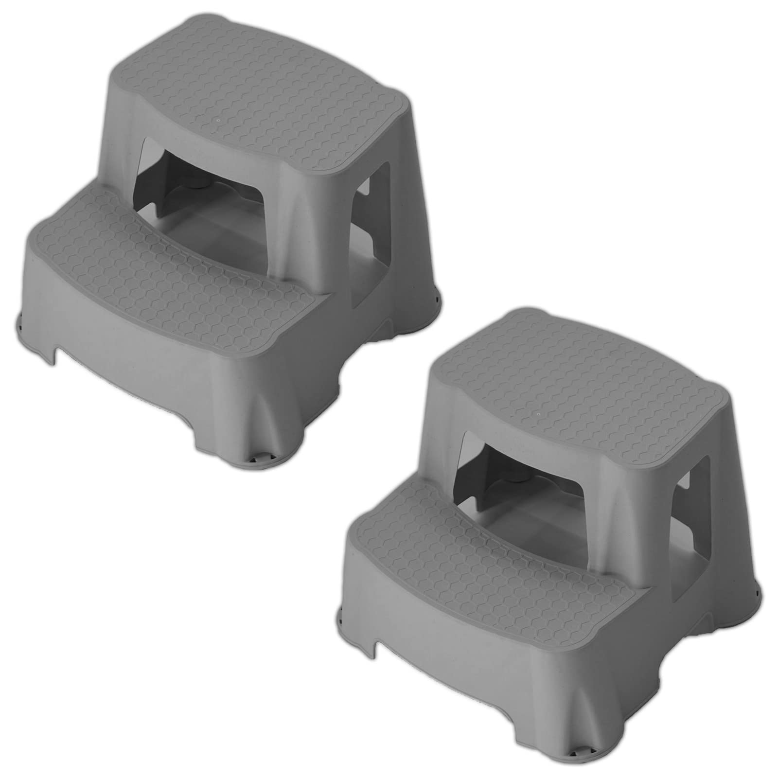 Kinderhocker Tritthocker – 2er Set, Kunststoff, Grau