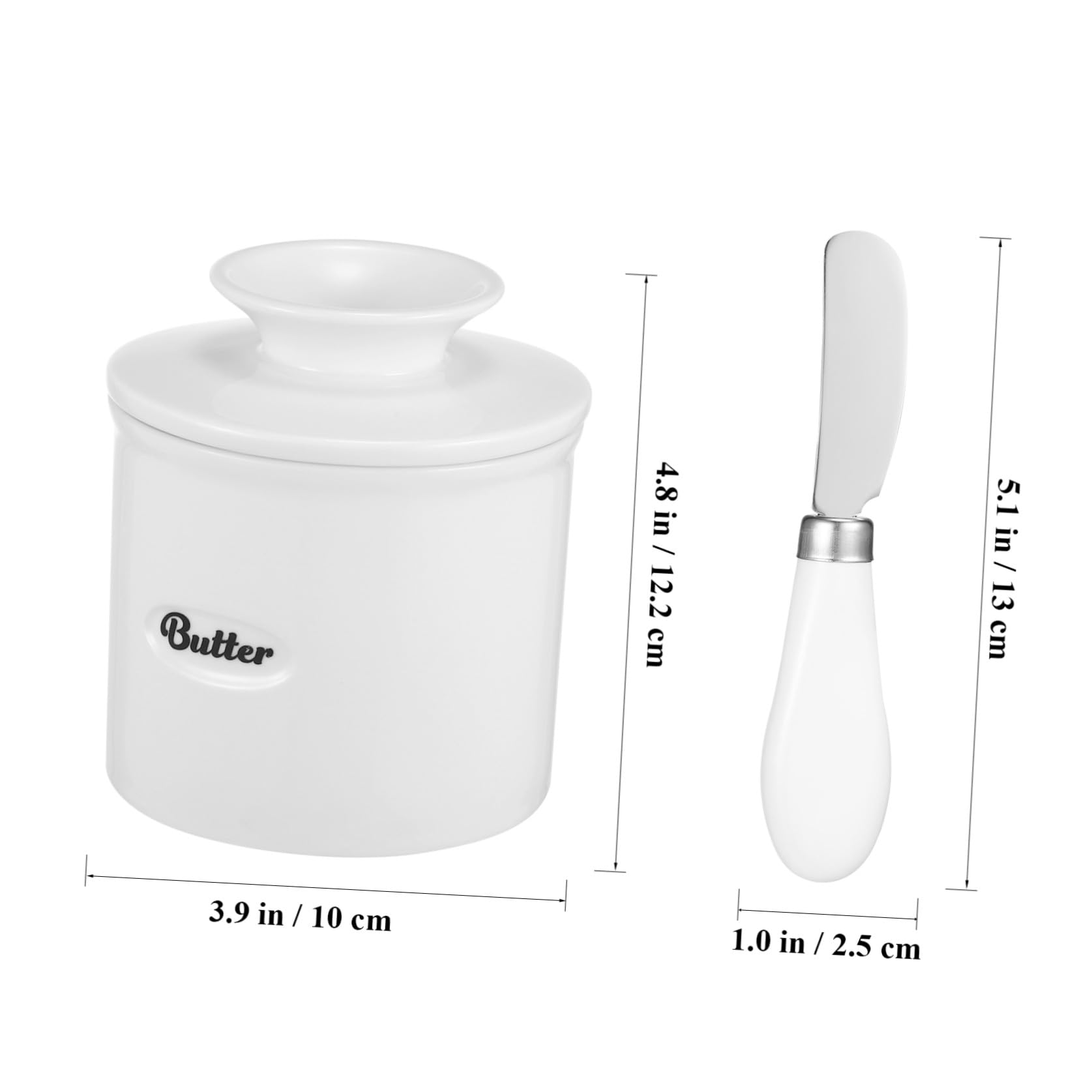 GLEAVI Beurrier en Céramique Blanc 500ml Grosse Capacité Couvercle