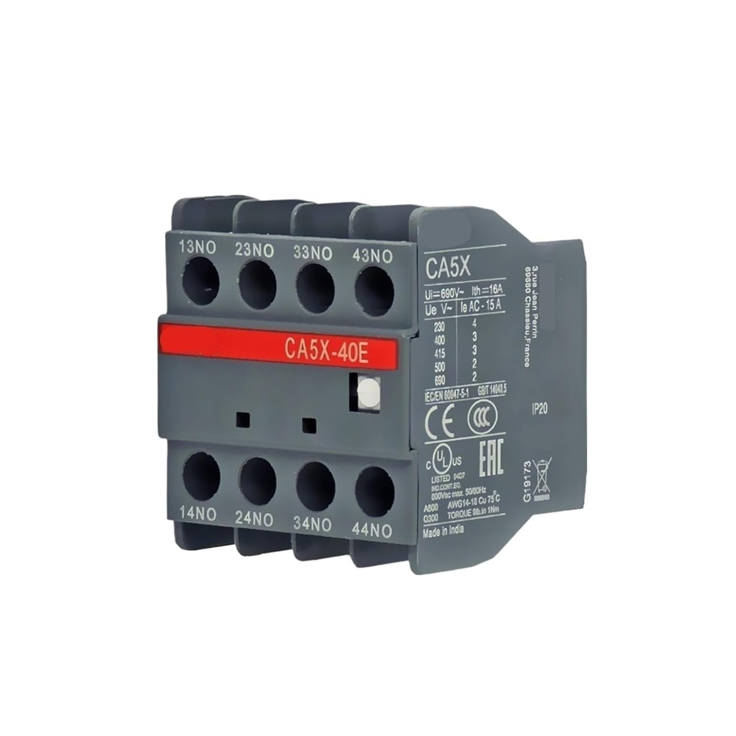 Contactor Auxiliary Contact Contact Auxiliary Contact CA5-10 CA5X-01-22E CAL5-CAL18X-11(CA5X-40E)