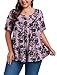 ForHailey Plus Size Tops for Women Tunic Tops Plus Size Clothes Summer Short Sleeve Henley Shirts Button Up Rose XX-Large