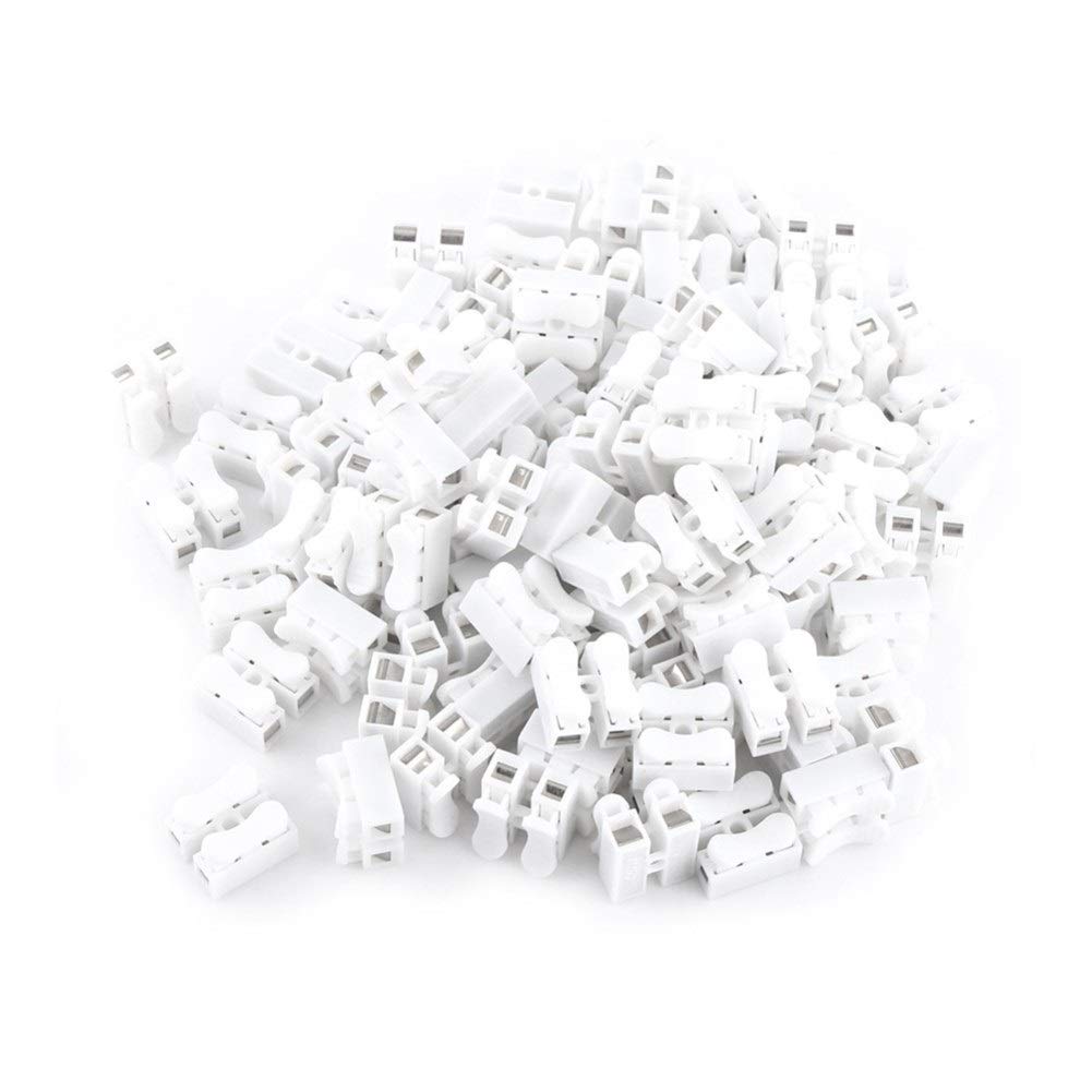 Hose Connector Adapter 100Pcs/Multi-Head Terminal Block 10A 220V High Voltage Resistant 2-Pin Push Fast Wire and Cable Connector White Terminal Block
