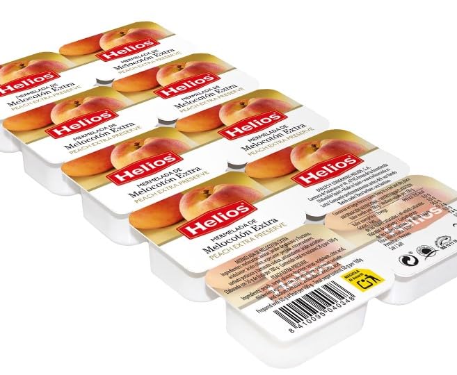 Mermelada de melocotón en cuencos, 10 unidades, 250 g, 4 unidades.
