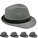 Solid Band Summer Straw Fedora - Grey Black W20S58B (Large)