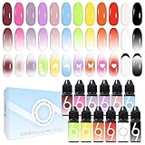 BABYONGLE Airbrush Gel Nail Polish Kit: Vernis Gel Aérographe 12 Couleurs 15ml, Sans HEMA & Sans Acétone, Débutant, Nail Art DIY, Effet Dégradé/Ombré/Baby Boomer, Qualité Salon pour Usage Maison