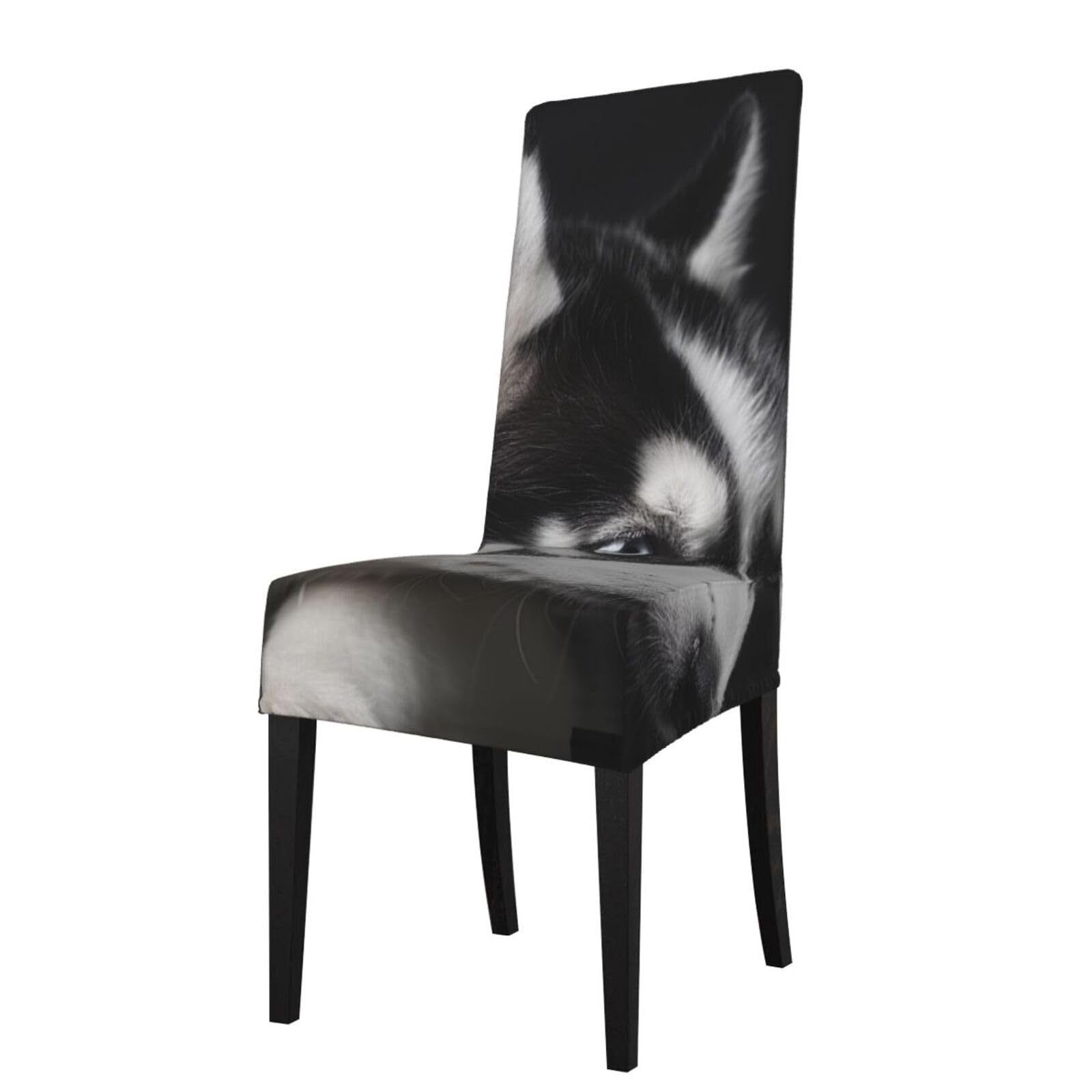 WPKJU Husky Dog Print Dining Chair Covers Removable Chair Seat Covers Decorative for Kitchen & Bar Stools