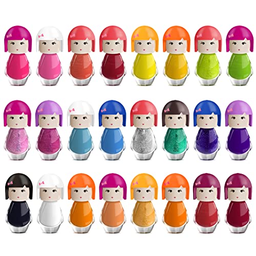 Dolly Nagellack-Set, 24 moderne Farben, Puppenform, ungiftig, Erdbeerduft, auf Wasserbasis (Set A+B) – Bild 6