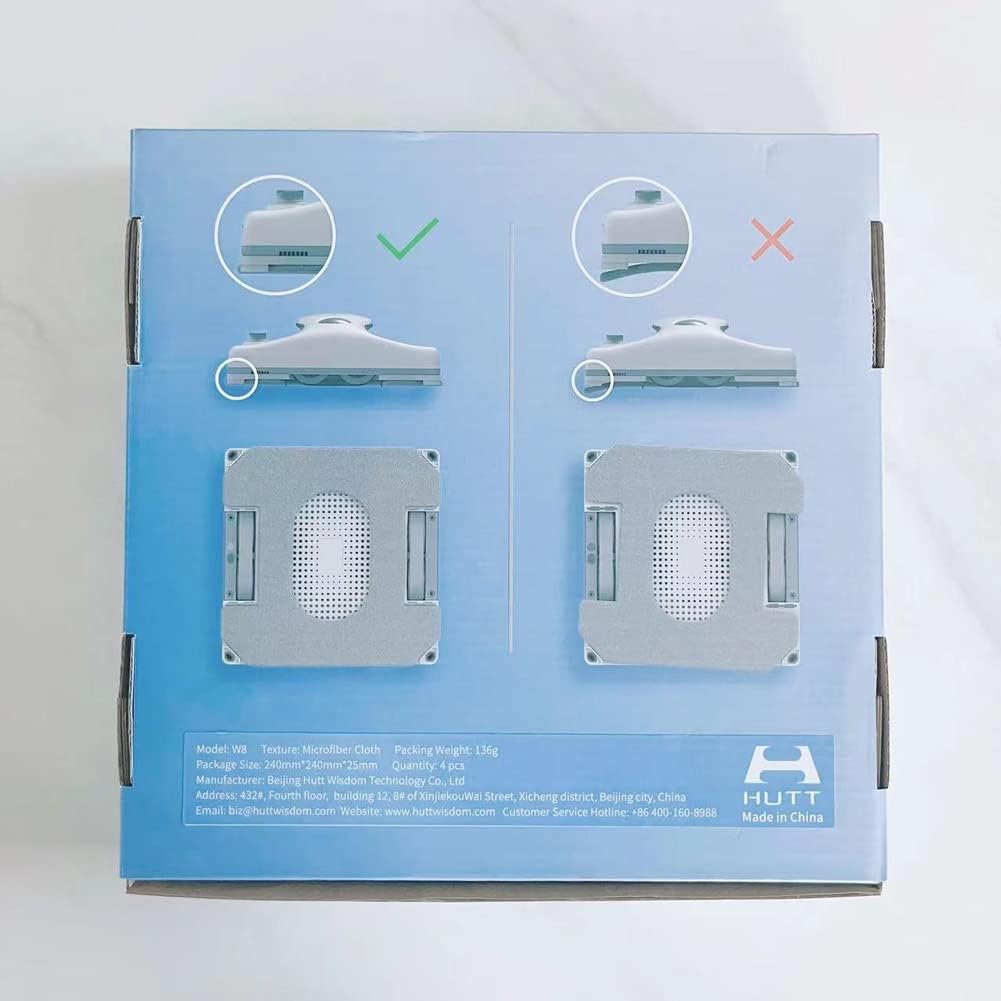 HUTT Original Cleaning Cloth, Window Cleaning Rags W8 Window Cleaning Robot Include 4 Pieces in One Box