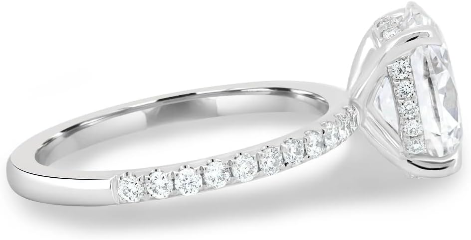 Handmade Paige 1CT-3CT Hidden Halo Oval Cut Moissanite Engagement Ring for Women Solitaire Wedding Anniversary Ring Promise Gifts 925 Silver, 10K/14K/18K Solid Gold