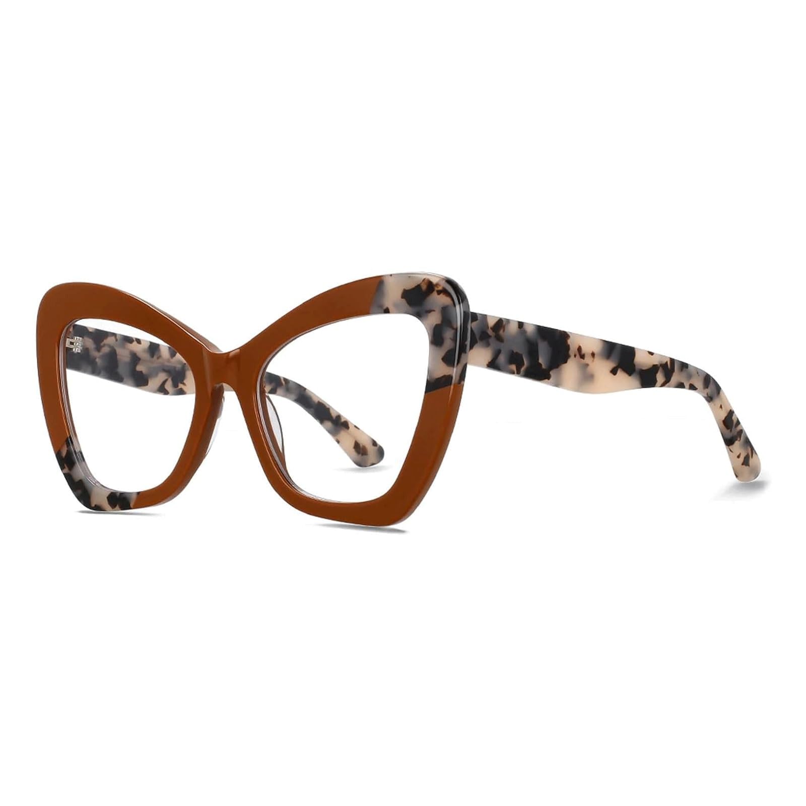 Gafas falsas de ojo de gato extra grandes en acetato marrón de moda