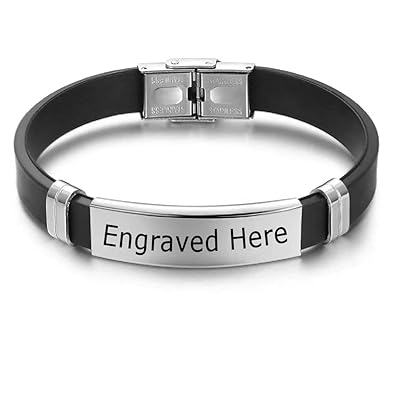 Personalized Text Silicone Stretch ID Wristband Bracelet - Essential Accessory for Identification, Emergency, and Medical Information on the Go - Stylish and Meaningful Gift for Men and Women