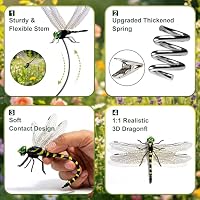 12 Pack 3D Dragonfly Clips, Fake Dragonflies with Stakes, Realistic Plastic Dragonfly Garden Decorations, Fly Deterrent Clips for Hats, Pets, Horses, Deer, Yard, Patio, Indoor & Outdoor Decor — image 3