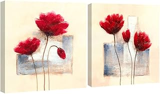 Sponsored Ad – Wieco Art - Charming Spring Modern 2 Panels Stretched and Framed Giclee Canvas Prints Artwork Abstract Floral Oil Paintings Style Picture Photo on Canvas Wall Art for Bedroom Home Decorations 2pcs/set