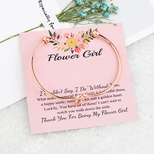 Image of WSNANG Flower Gift Tie The Love Knot Bridesmaid Bracelet Wedding Party Gift for Flower With Message Card (Flower C-Knot RG)