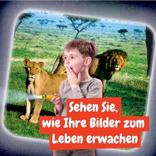Science4you Tier Taschenlampe für Kinder ab 4+ Jahren - Tierspielzeug: Projektor Lampe mit 24 Bilder und Tier Poster - Tier Geschenk, Wissenschaftliches und Lernspielzeug für 4+ Jähren