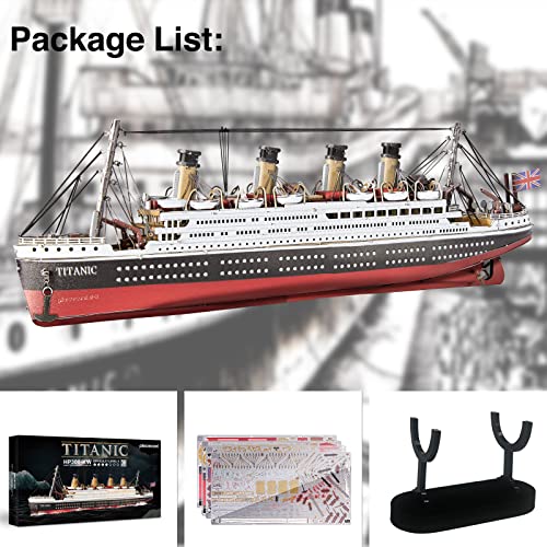 Piececool 3D Puzzles for Adults, Titanic Metal Ship Model Building Kits, Difficult Watercraft Cruise DIY Arts and Crafts Birthday Christams Gifts for Men Women Couples Desk Decor