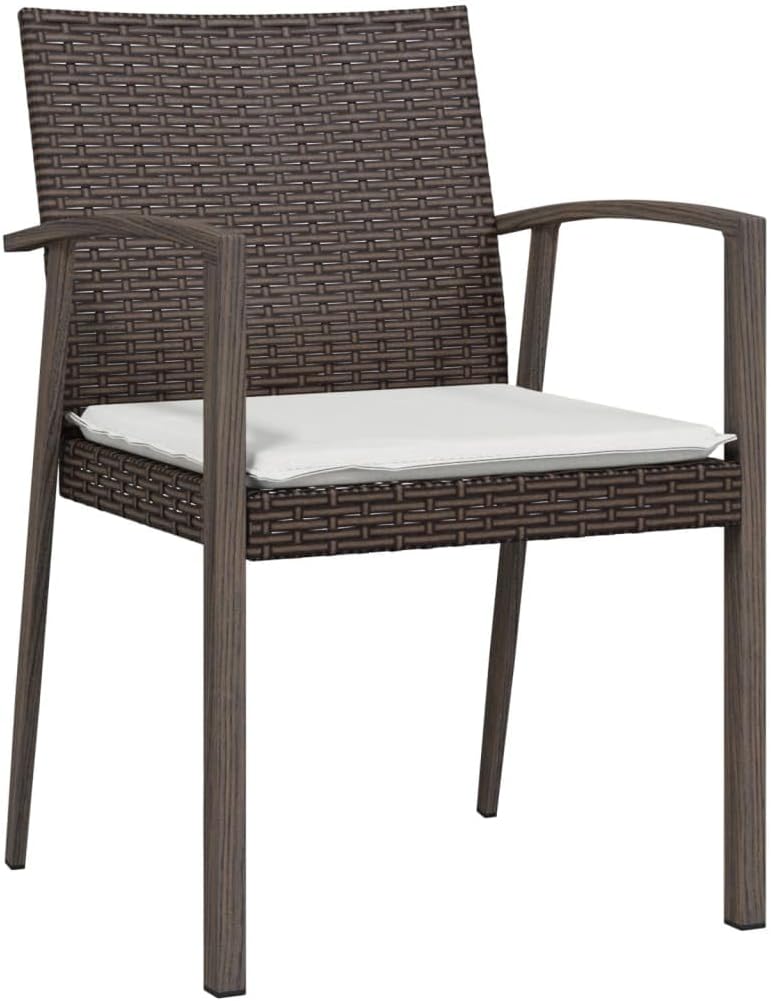SKM Garden Chair Set of 4 Brown, Cream White,Brown (Weight 98.76KG)