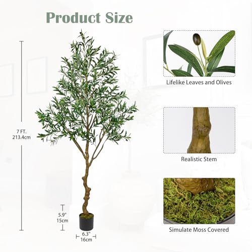 Miniatura 2 de Oairse 210 Cm Olivo Artificial Planta Artificial Plantas Artificiales Grandes Plantas Artificiales Plantas Falsas Plantas De Plástico En Maceta, Árbol Artificial Como Real Para Decoración Del Hogar