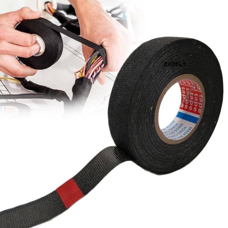 EXOFLY Wire Harness Automotive Cloth Tape,Adhesive Wire Loom Harness Tape High Noise Resistance Heat Proof Chemical Fiber Fabric Electrical Tape for Car Automotive Heat Resistant Insulation-image-16