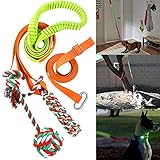 HOPET Dog Bungee Hanging Toy Indoor Outdoor Dog Tug of War Toy Interactive Dog Toys Dog Rope Toys Exercise Ropes with 2 Dog Chew Toys for Small Medium to Large Dogs
