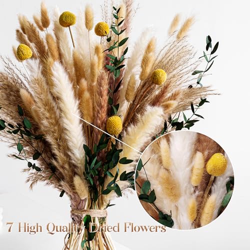 Boho Dried Flowers Bouquet – Olive Green Wall Decor, Pampas Grass Bouquet, Rustic Flower Arrangement, Moody Office & Bedroom Decor, DIY Home Vase Filler, Farmhouse Floral, Boho Wedding Bouquet - Image 7