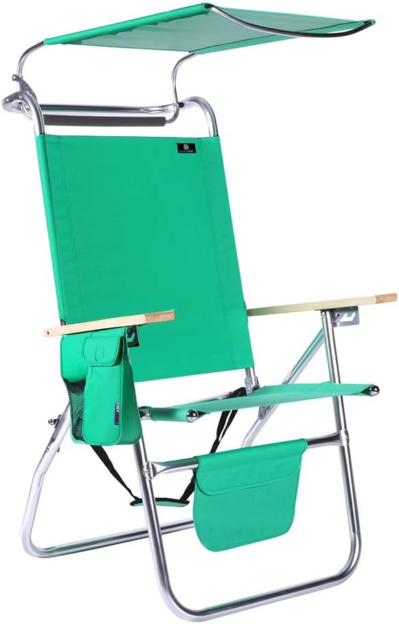 17 Inches High Seat Big Tycoon Aluminum Beach Chair with Canopy