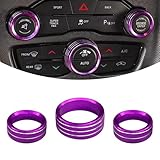 Hirificing 3PCS Air Conditioner Button for Challenger Durango 2015-2022, Car Interior Decorated Colored Climate Control AC Switch Audio CD Aluminum Trim Alloy Knob Cover Ring(Purple)