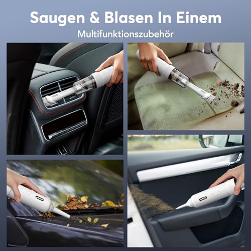 Topipop Handstaubsauger-21K Pa 5-in-1 Akku Autostaubsauger, Stark Saugkraft & Wiederaufladbarer Handsauger mit Waschbar Filter, Mini Hand Staubsauger mit LED-Licht für Haus,Büro,Tierhaare,Küche Auto