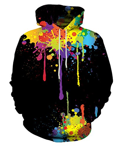 Neemanndy Paint Splatter Hoodie 3D Colorful Graphic Hoodies Unisex Paint Splatter Pullover Sweatshirts For Men Women, Small #TOP9
