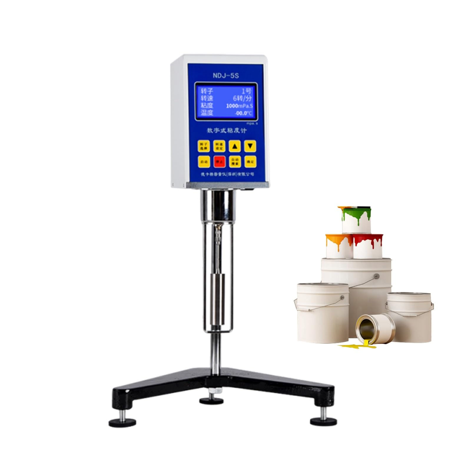 Viscosímetro Rotatorio Digital ±3% 5 Rotores Medidor De Viscosidad Rotacional Monitorización De Temperatura Para Tintas, Pinturas Y Recubrimientos(1~100000mPa.s)