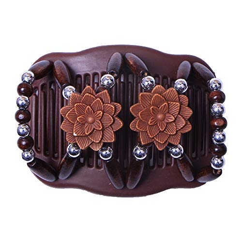 Lovef Thick Hair Clip Magic Wood Beads Double Hair Comb Clip Stretch Combs For Hair Fashion Design Multi Butterfly Bun Maker For Popular Hairstyles Style 4Pcs #TOP4