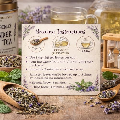 Image of SAN-CHA Tea Boutique | Lavender White Tea | Silver Needle Loose Leaf | 25g | Floral, Delicate Tea | Supports Calmness & Relaxation | Since 1981