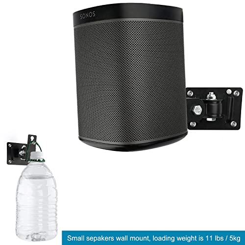 Mippko 2 Pack Speaker Wall Mount Holder For Small Speakers，Bookshelf Speaker Surround Sound Speaker Mount,180°Adjustment Metal Bracket,Hold Up 11 Lbs, Black #TOP6