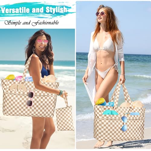 Image of HUANLANG Extra Large Beach Bag Waterproof Beach Totes Bags for Women Men,Pool Bag with Zipper Wet Pocket