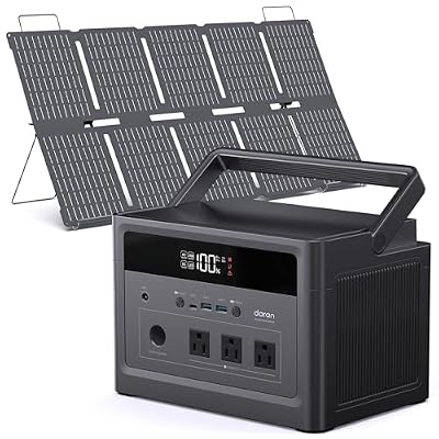600W Solar Generator with 100W Panel, 1200W Surge Portable Power Station 576Wh LiFePO4 Battery, 100W USB-C & AC Outlet for Emergency, Hurricane, Camping, RV Off-Grid Power