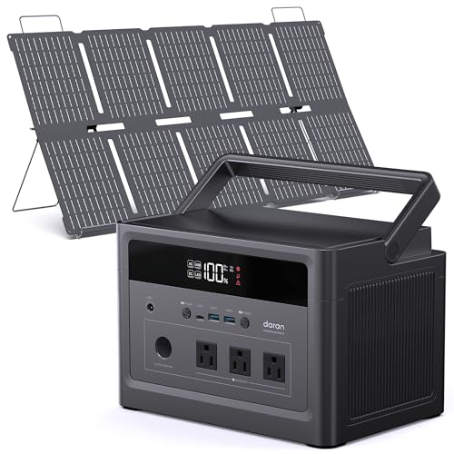 Solar Generator with Panels Included, 1200W Surge Portable Power Station 576Wh LiFePO4 Battery, 100W USB-C with AC Outlet for Emergency, Hurricane, Camping, RV Off-Grid Power