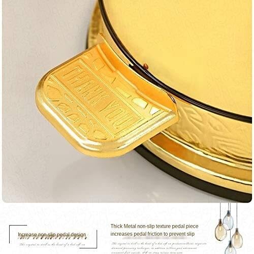 Caneca de basura metálica con pedal dorado 6L miniatura 7