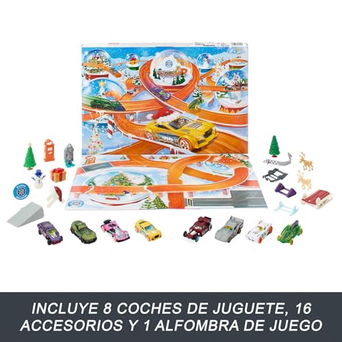 Hot Wheels Calendario de Adviento de 2024, Pack de 8 coches de juguete con 16 accesorios sorpresa - Image 5