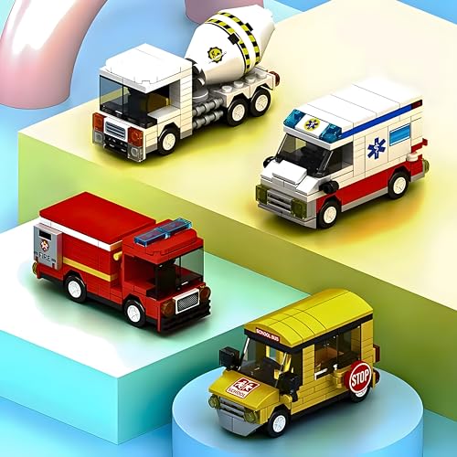 Carro Bombeiro Grande de Blocos de Construção Infantil com Peças Coloridas - Brinquedo Educativo de