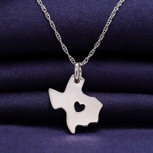 AFFY US Texas State Sign Heart Cut Out Charm Pendant Necklace in 14K Solid Gold4