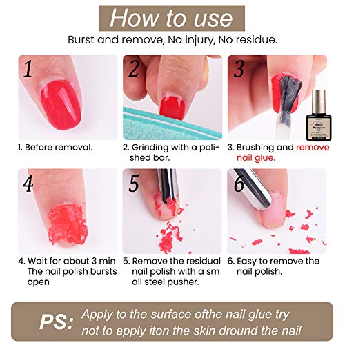 Magic Nail Polish Remover, Magic Gel Remover, Gel Polish Remover, Easily & Quickly Removes Soak-Off Gel Polish, Don't Hurt Your Nails - 15Ml - Thumbnail 5