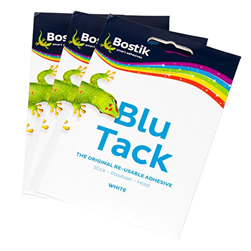 [Pack of 3] Bostik Blu Tack 48g Packs Reusable Adhesive Sticky Putty (White)