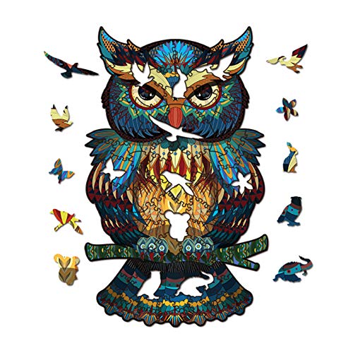 Gudoqi Wooden Puzzles For Adults, Owl Puzzle- Unique Shape Animal Wood Puzzle, Fun Challenging Wooden Jigsaw Puzzles Gifts, Perfect Family Game (6.3 X 10.3 Inch, 100 Pieces) #TOP1