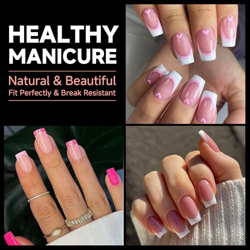 Image of UNA GELLA Short Square Nail Tips Pre-buff Soft Gel Nail Tips Matte Square False Nails Tips Acrylic Full Cover 504Pcs 15Sizes Gelly Press On Nails Fake Nails Tips for Nail Extension DIY Salon