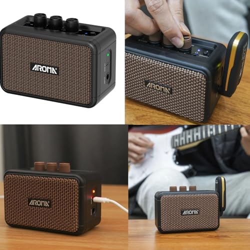 Aroma-AG-04 Alto-falante Portátil Mini Amplificador, Áudio Bluetooth, Acessórios Guitarra Elétrica,
