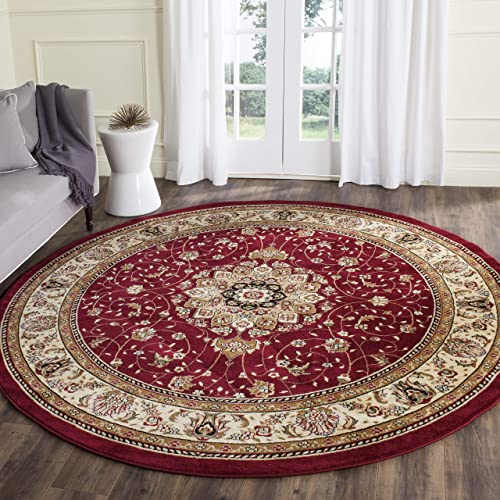 Safavieh Lyndhurst Collection 5'3" Round Red / Ivory Lnh329C Traditional Oriental Non-Shedding Dining Room Entryway Foyer Living Room Bedroom Area Rug #TOP3